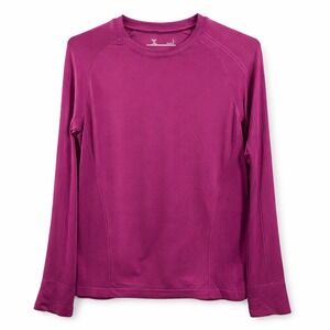 Xersion Womens Fuchsia Seamless Long Sleeve Athletic Top Semi Fitted Nylon Large